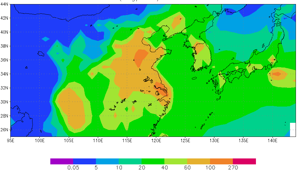 Aerosol map over Asia